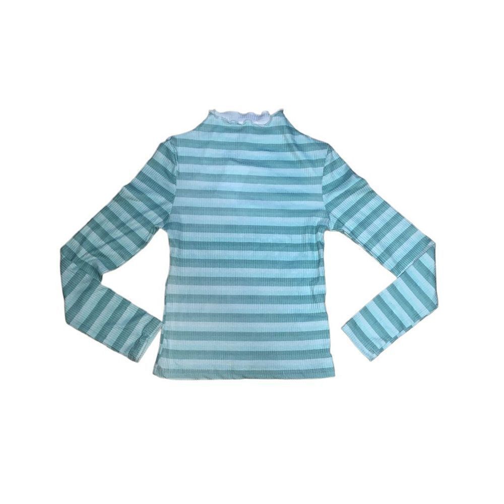 Cali Be Long-Sleeve Ribbed Stripe Top In Light Blue